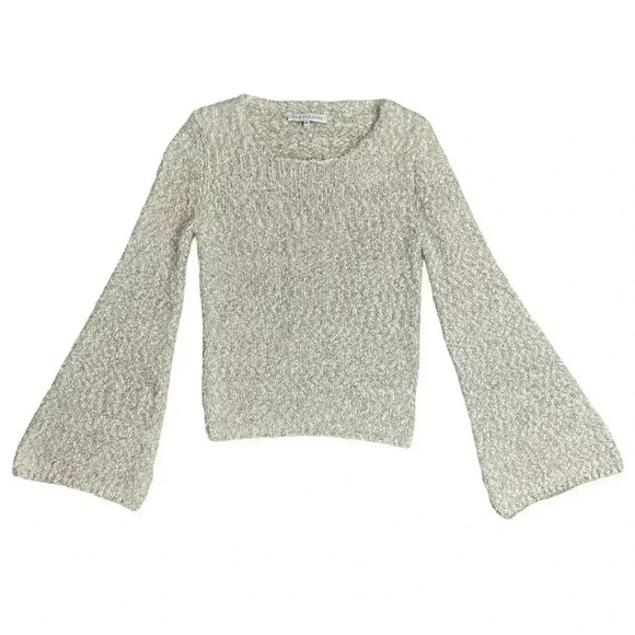 Revolve Endless Rose Bell Sleeve Cream Metallic Sweater XS - Picture 1 of 7